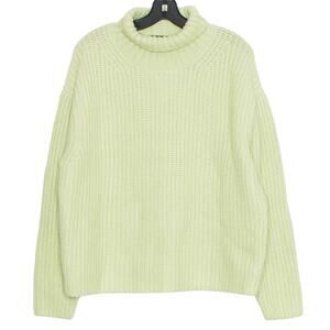 NWT Ann Taylor Sweater Turtleneck Minimalist Cottage Ribbed Cozy Green Large